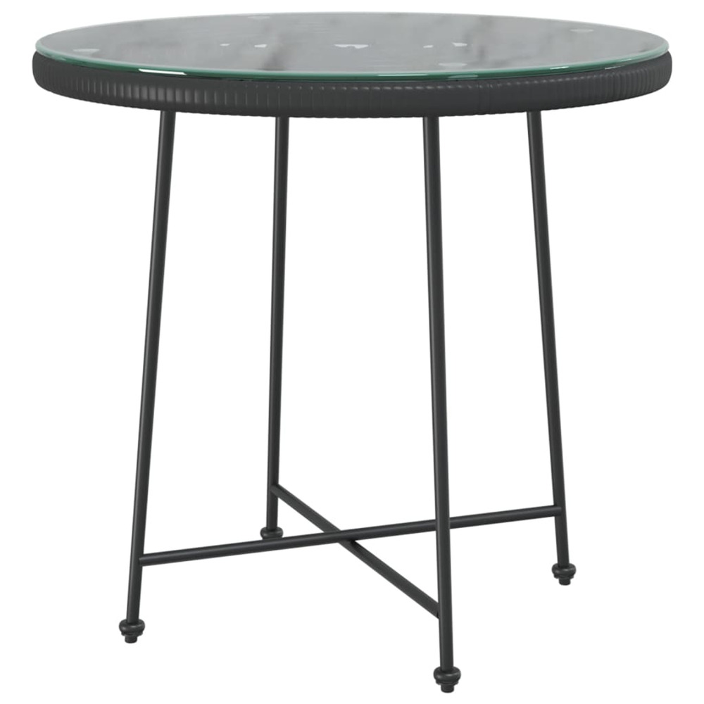 Table de salle à manger noir ø80 cm verre trempé et acier