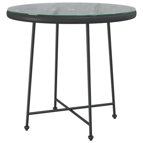 Table de salle à manger noir ø80 cm verre trempé et acier