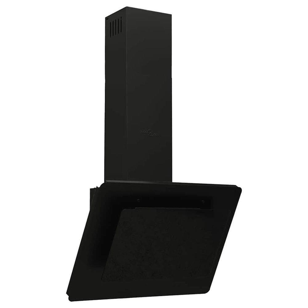 Hotte murale 60 cm acier inoxydable et verre trempé noir