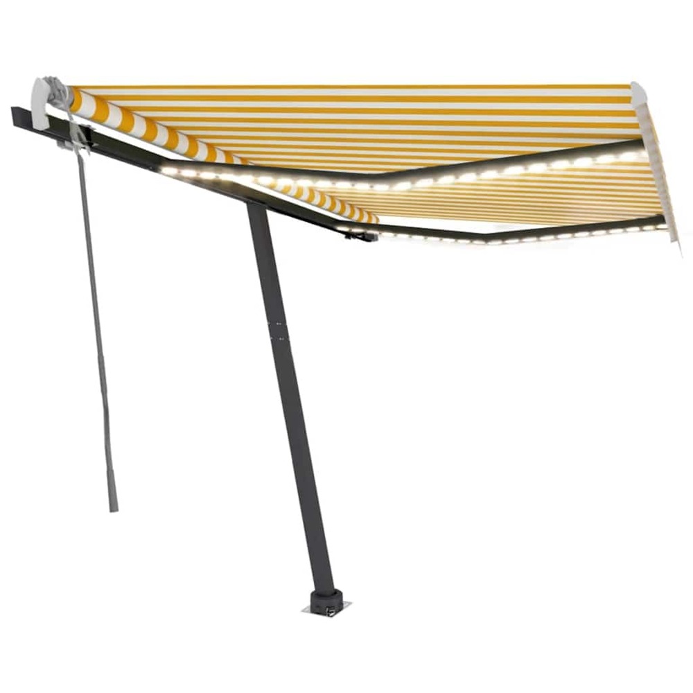 Auvent manuel rétractable avec led 350x250 cm jaune et blanc