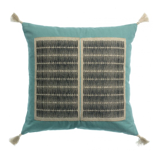 Coussin brodé yaël prusse 45 x 45 cm