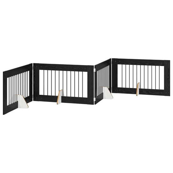 Porte de chien pliable avec supports 4 pcs chêne noir 401 cm