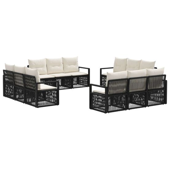 Ensemble de canapé de jardin 12 pc noir polyrotin