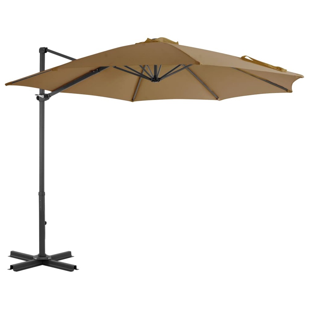 Parasol meuble de jardin en porte-à-faux avec poteau en aluminium 300 cm taupe