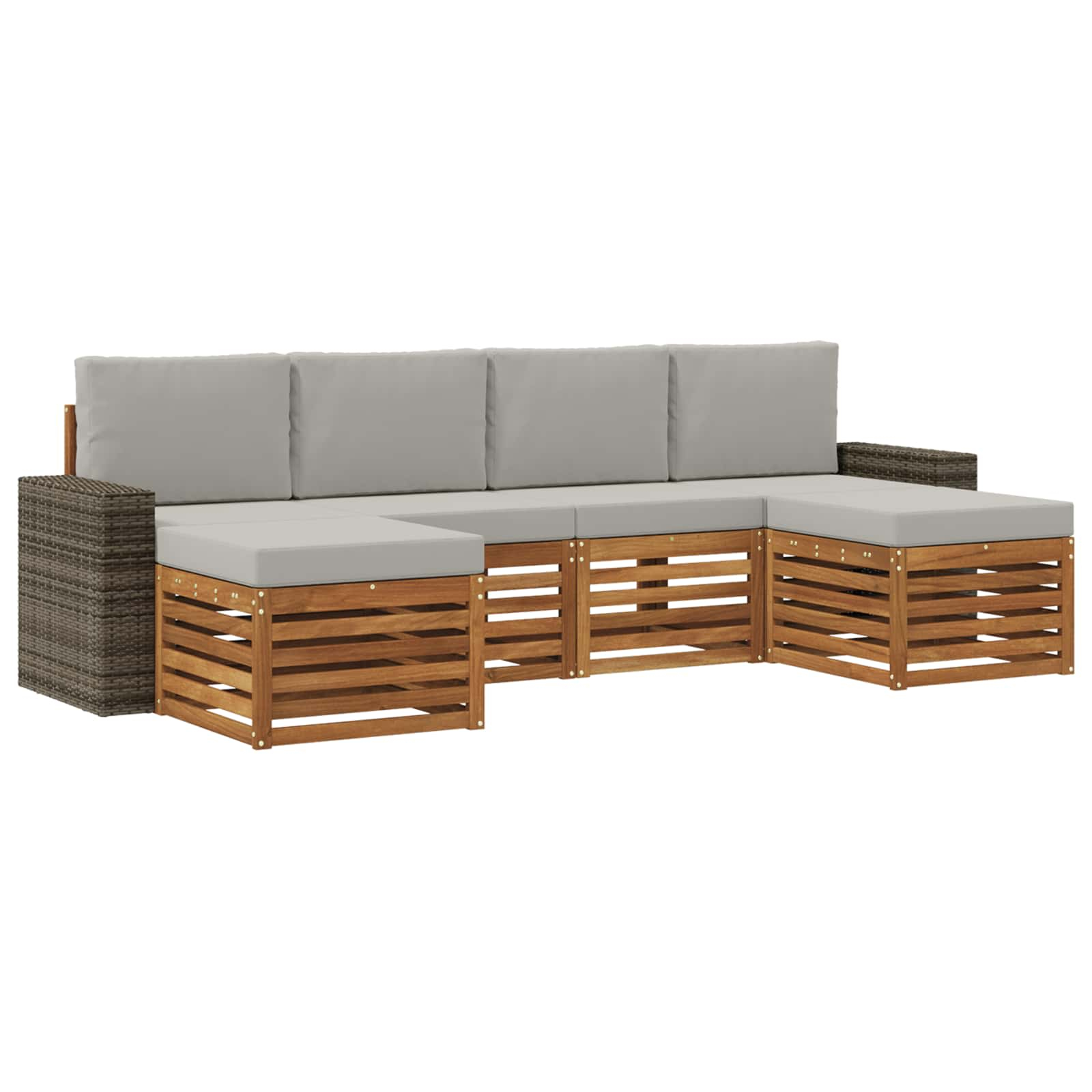 Ensembles de canapés avec coussin 6 pcs naturel et gris clair