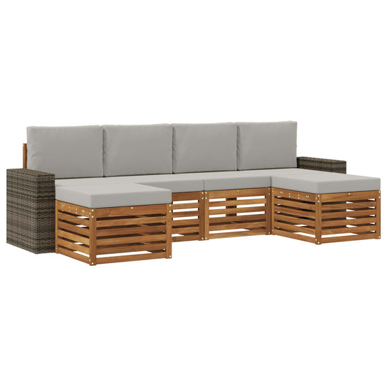 Ensembles de canapés avec coussin 6 pcs naturel et gris clair
