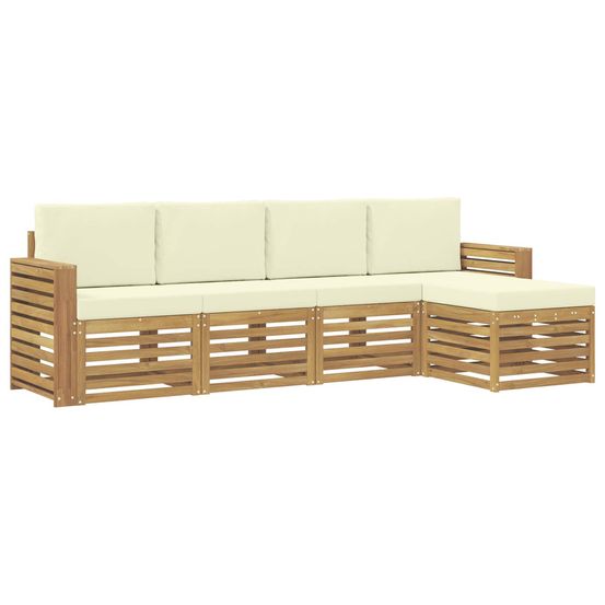 Ensemble de canapés d'extérieur 5 pc blanc et crème polyester