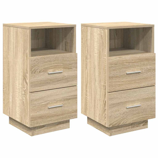 Tables de chevet 2 pcs avec 2 tiroirs chêne sonoma 36x36x68 cm