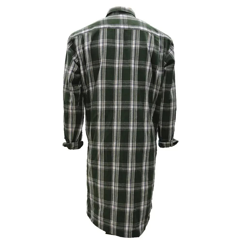 Chemise long pan à carreaux boutons coton flanelle vert m à 5xl