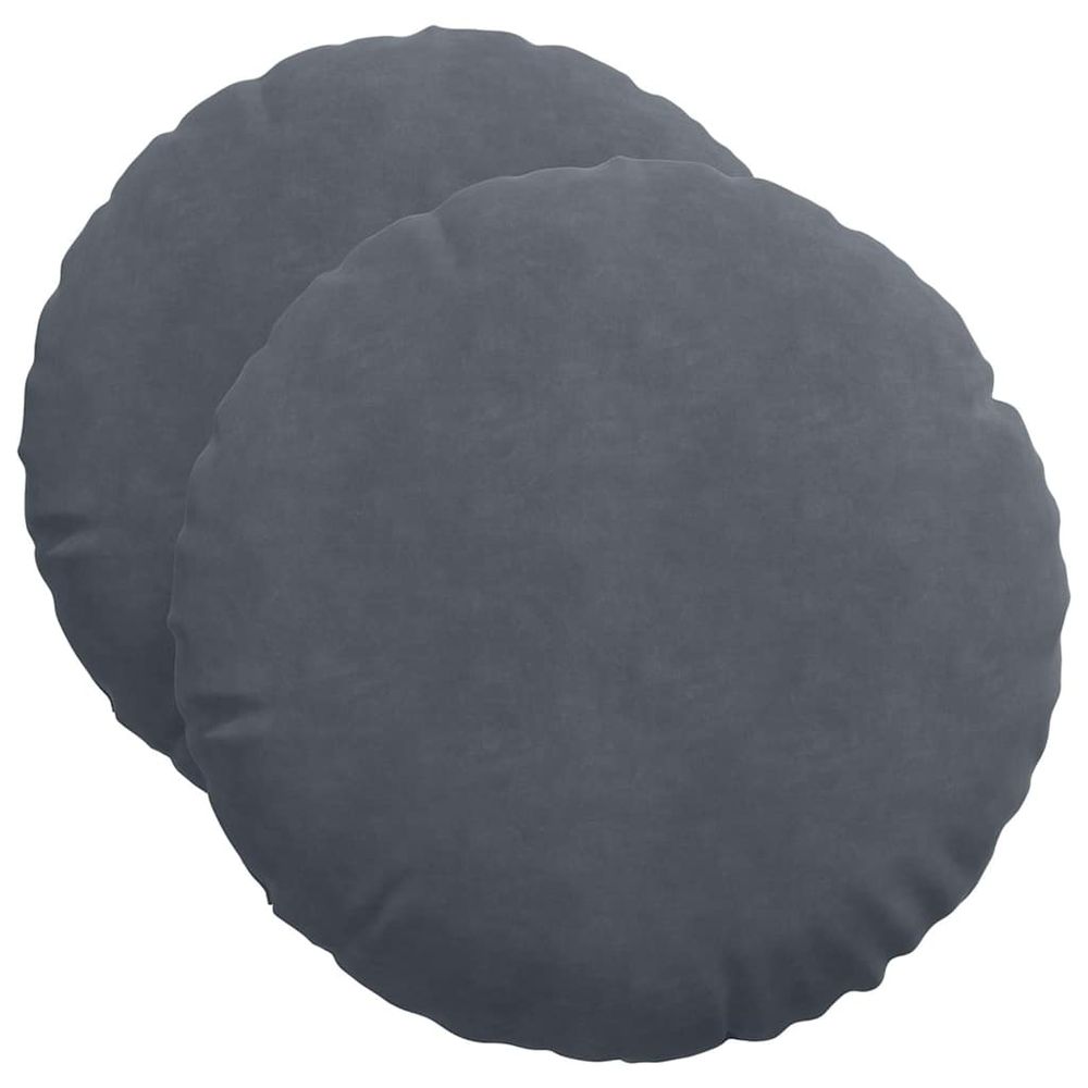 Coussins de siège 2 pc velours gris foncé ø50 x 19 cm