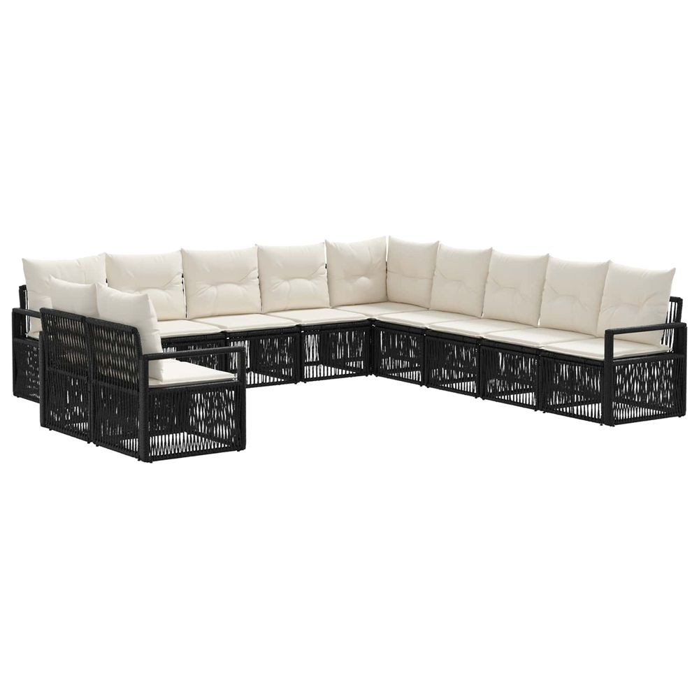 Ensemble de canapé de jardin 11 pc noir polyrotin