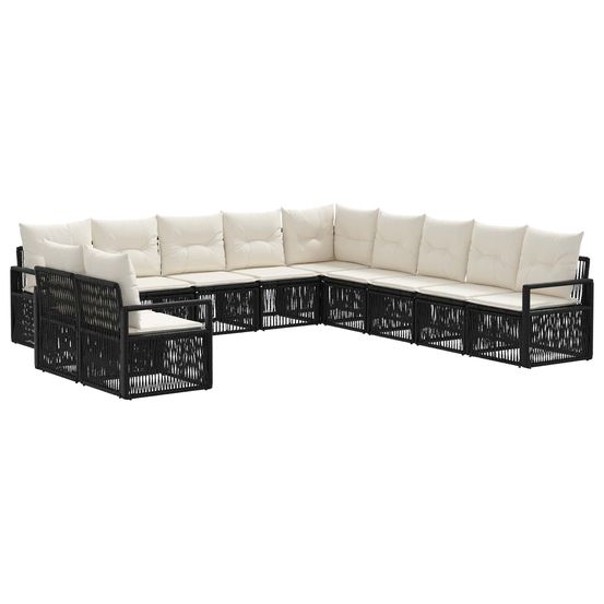 Ensemble de canapé de jardin 11 pc noir polyrotin