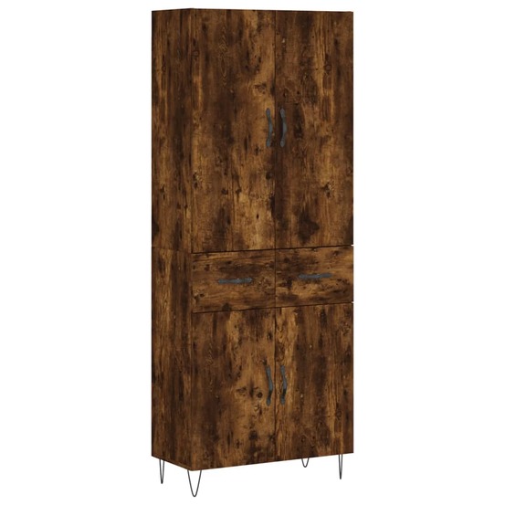 Buffet bahut commode armoire meuble de rangement organisateur cuisine salle de séjour salon haut 69,5 x 34 x 180 cm bois d'in