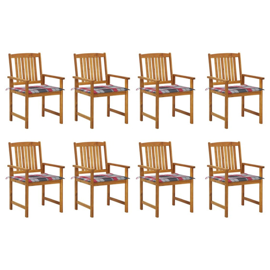 Chaises de jardin avec coussins lot de 8 bois d'acacia solide