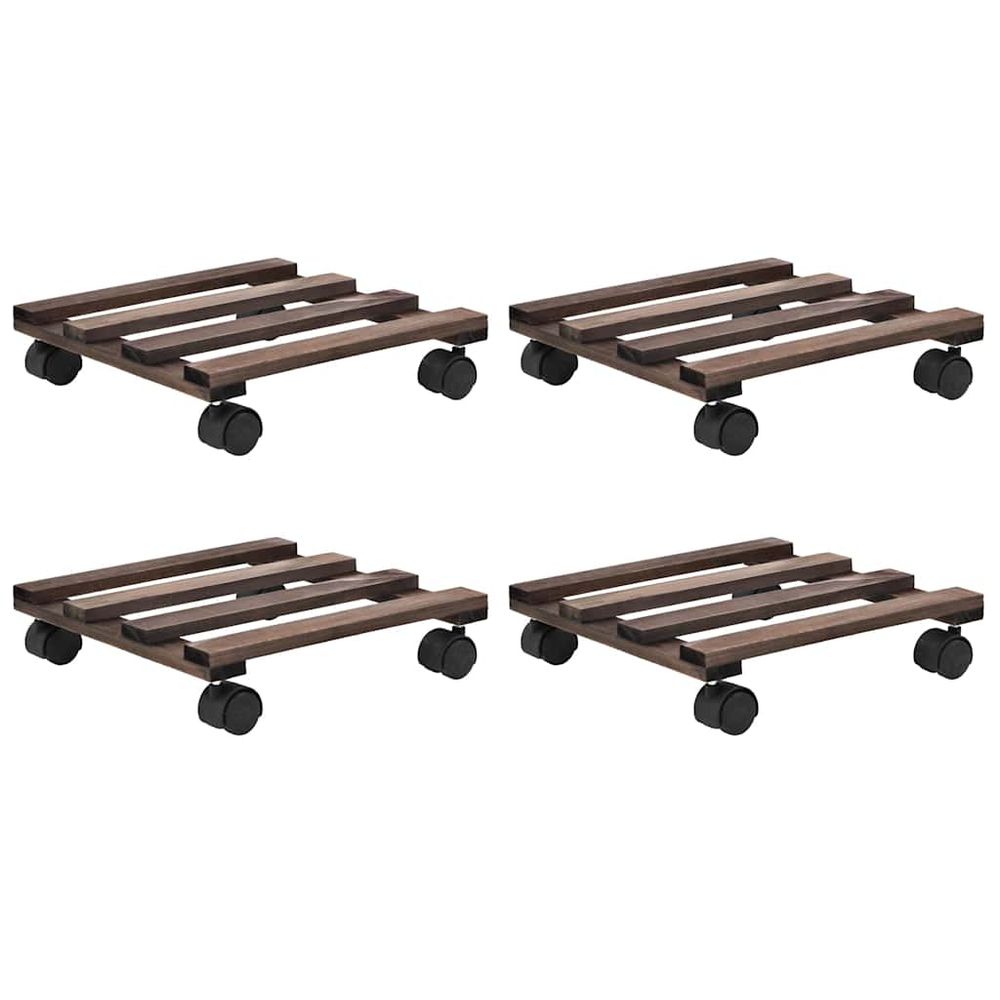 Support roulant à plantes bois de cèdre 4 pcs 25 x 25 cm