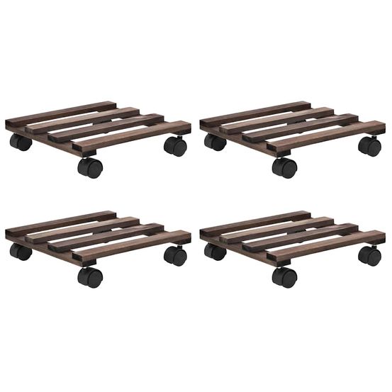 Support roulant à plantes bois de cèdre 4 pcs 25 x 25 cm