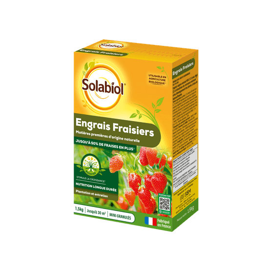 Solabiol engrais fraisiers & petits fruits - 1,5kg - jusqu'à 30m² - stimulateur de croissance - nutrition longue durée