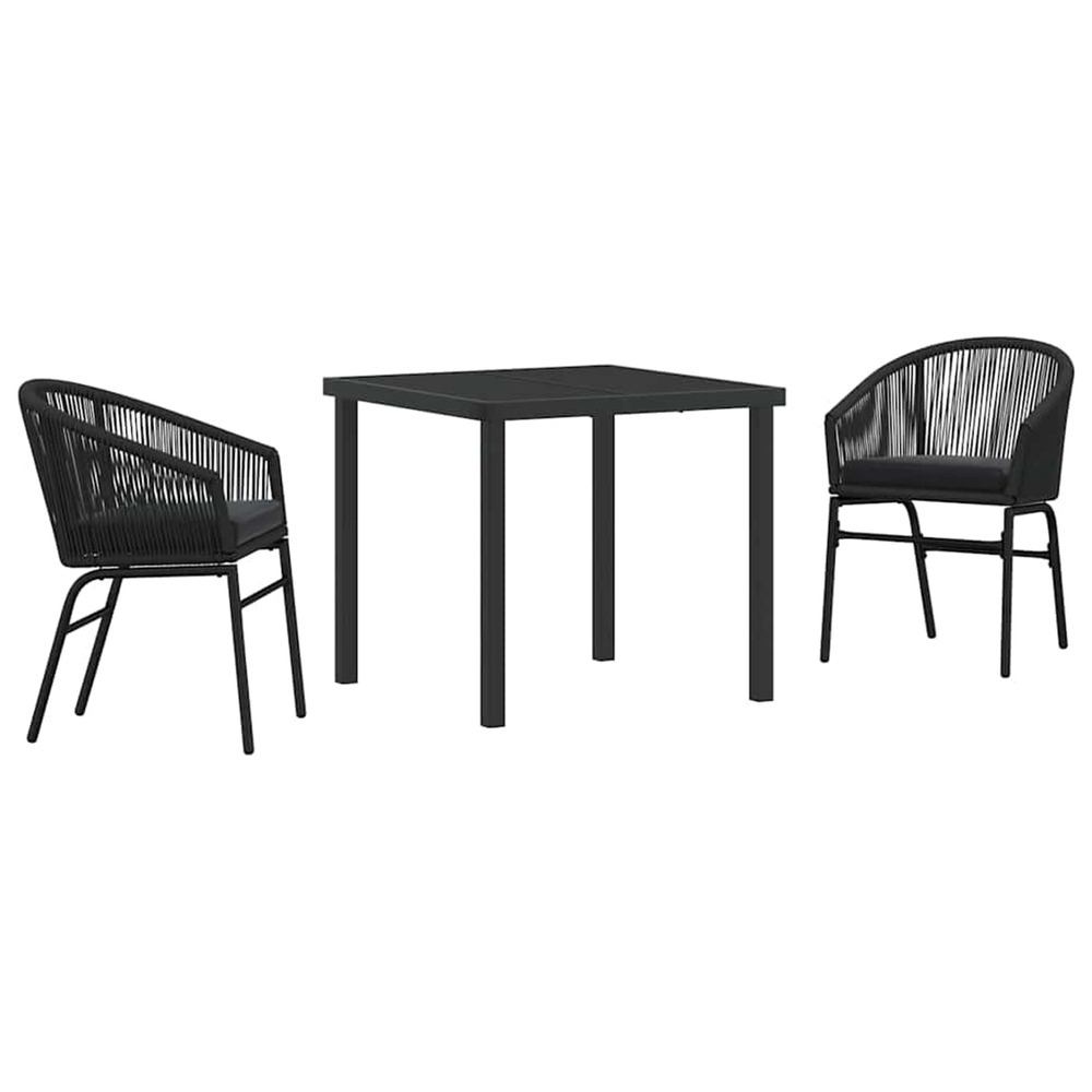Ensemble de salle à manger pour jardin 3 pcs noir