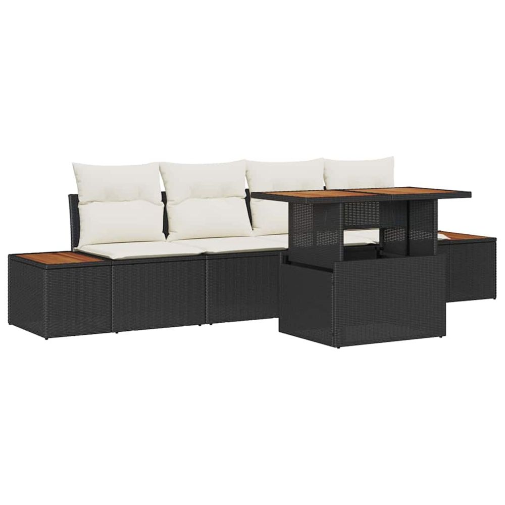 Ensemble de canapé de jardin 5 pc noir poly rotin