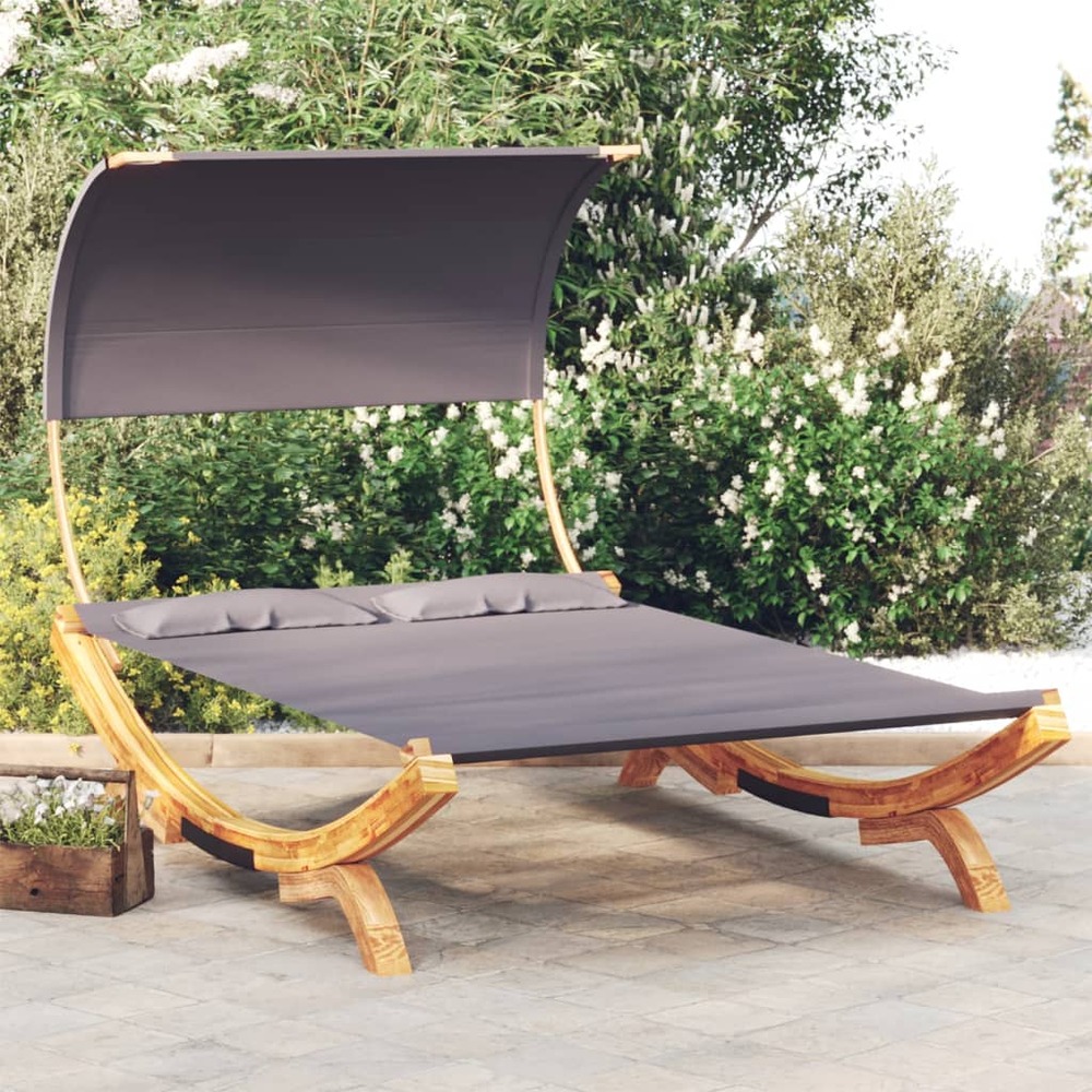 Lit repos et auvent 165x203x126 cm bois courbé anthracite