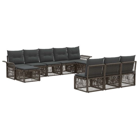 Ensemble de canapé de jardin 10 pc gris polyrotin