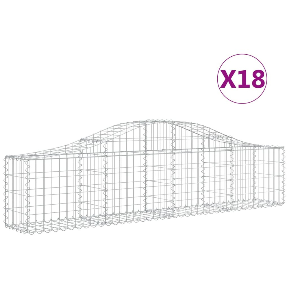 Paniers à gabions arqués 18 pcs 200x30x40/60 cm fer galvanisé