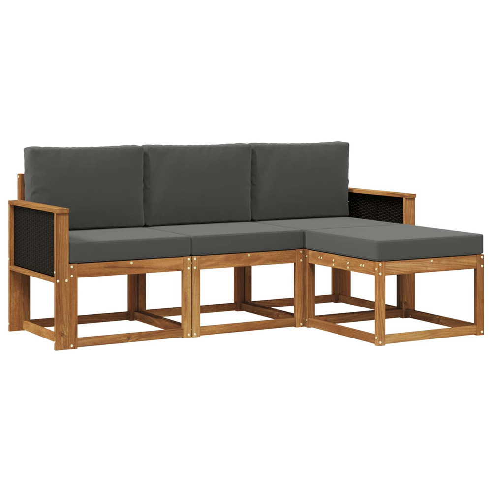 Ensemble de canapés d'extérieur 4 pcs naturel et anthracite