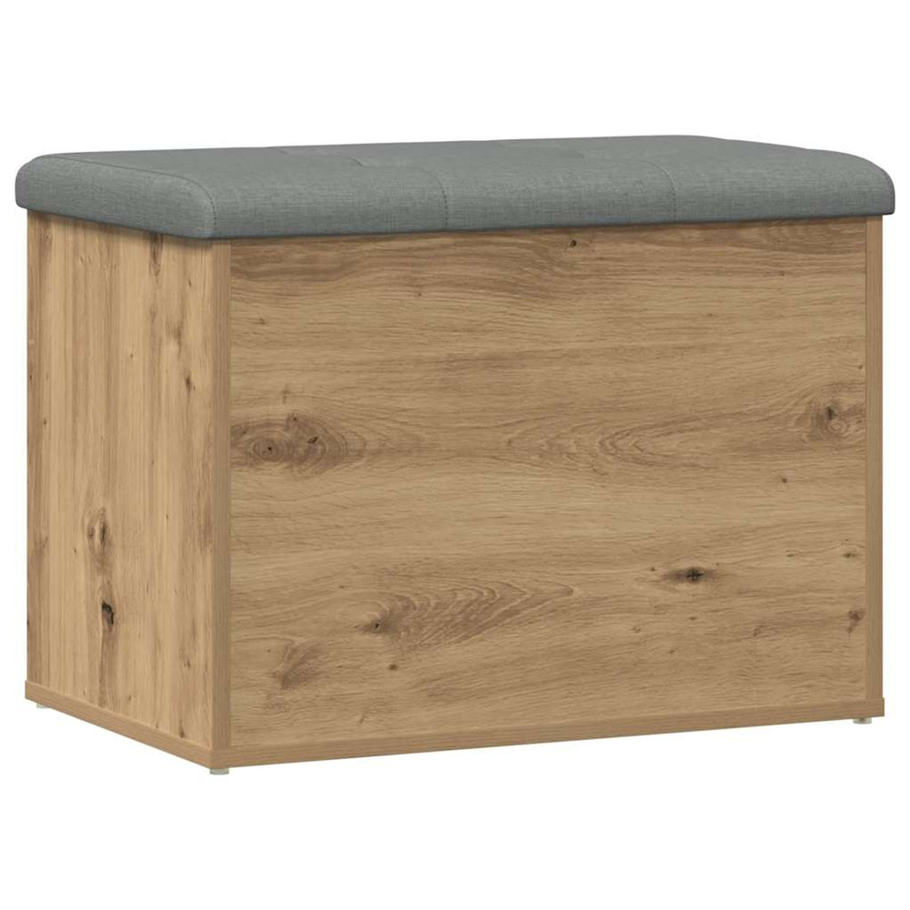 Banc de rangement chêne artisanal 62x42x45 cm bois d'ingénierie