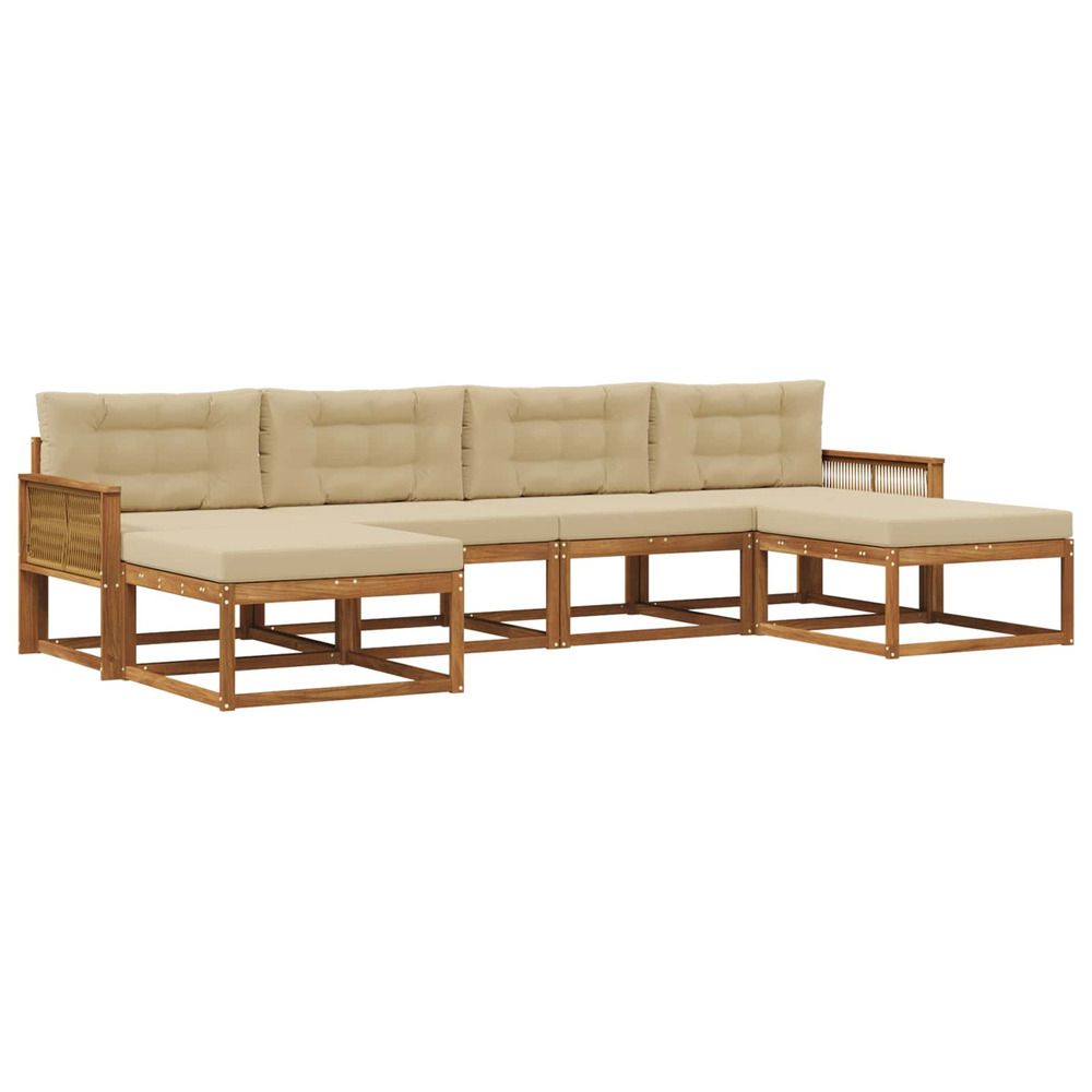 Ensemble de canapés d'extérieur 6 pcs naturel et beige