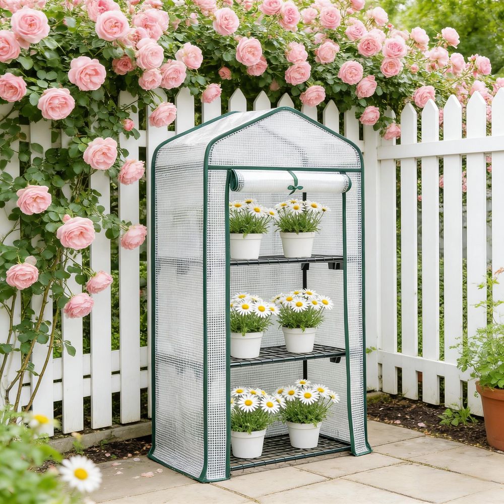 Serre de balcon polyéthylène pour terrasse protection plantes hivernage 69x49x125cm blanc - comfortxl outdoor living