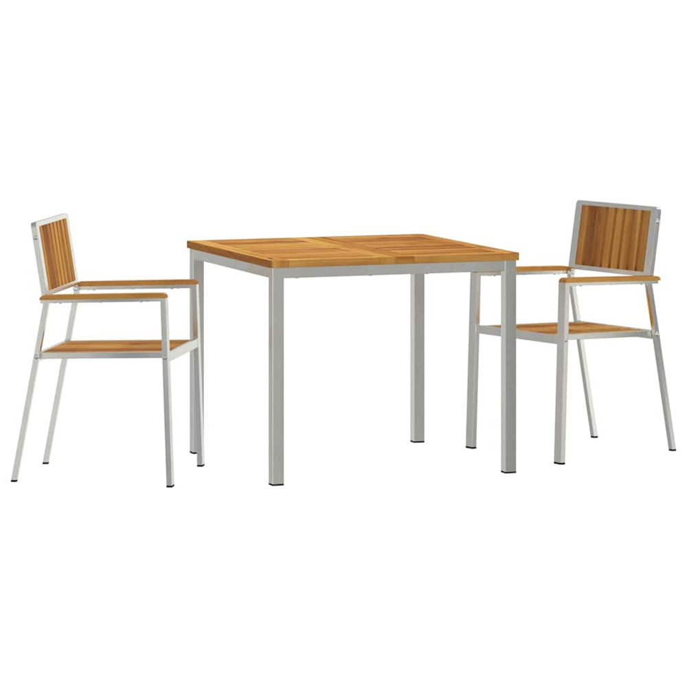Ensemble de repas extérieur 3 pcs marron bois d'acacia massif