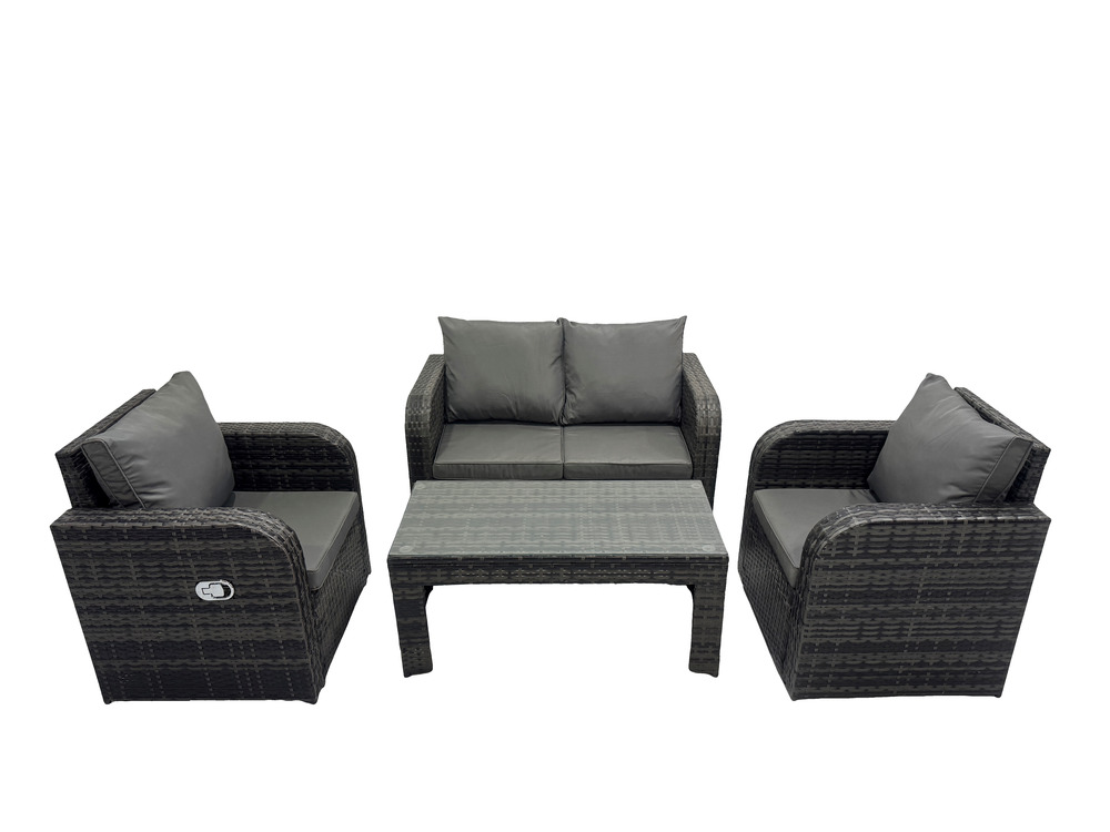 Ensemble de meubles de jardin en polyrotin avec table basse rectangulaire canapé à deux places