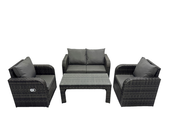 Ensemble de meubles de jardin en polyrotin avec table basse rectangulaire canapé à deux places