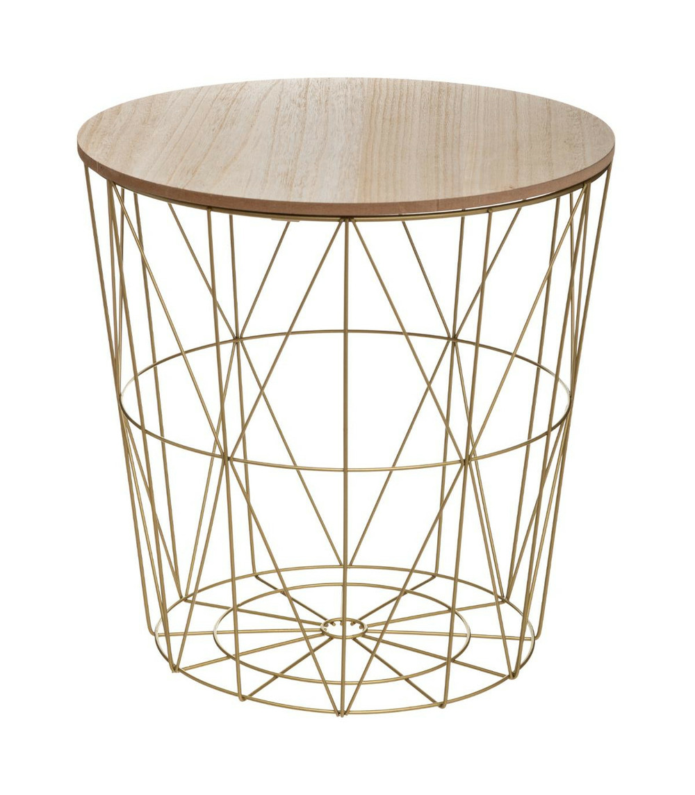 Table à café en métal or et plateau en bois h 41 cm