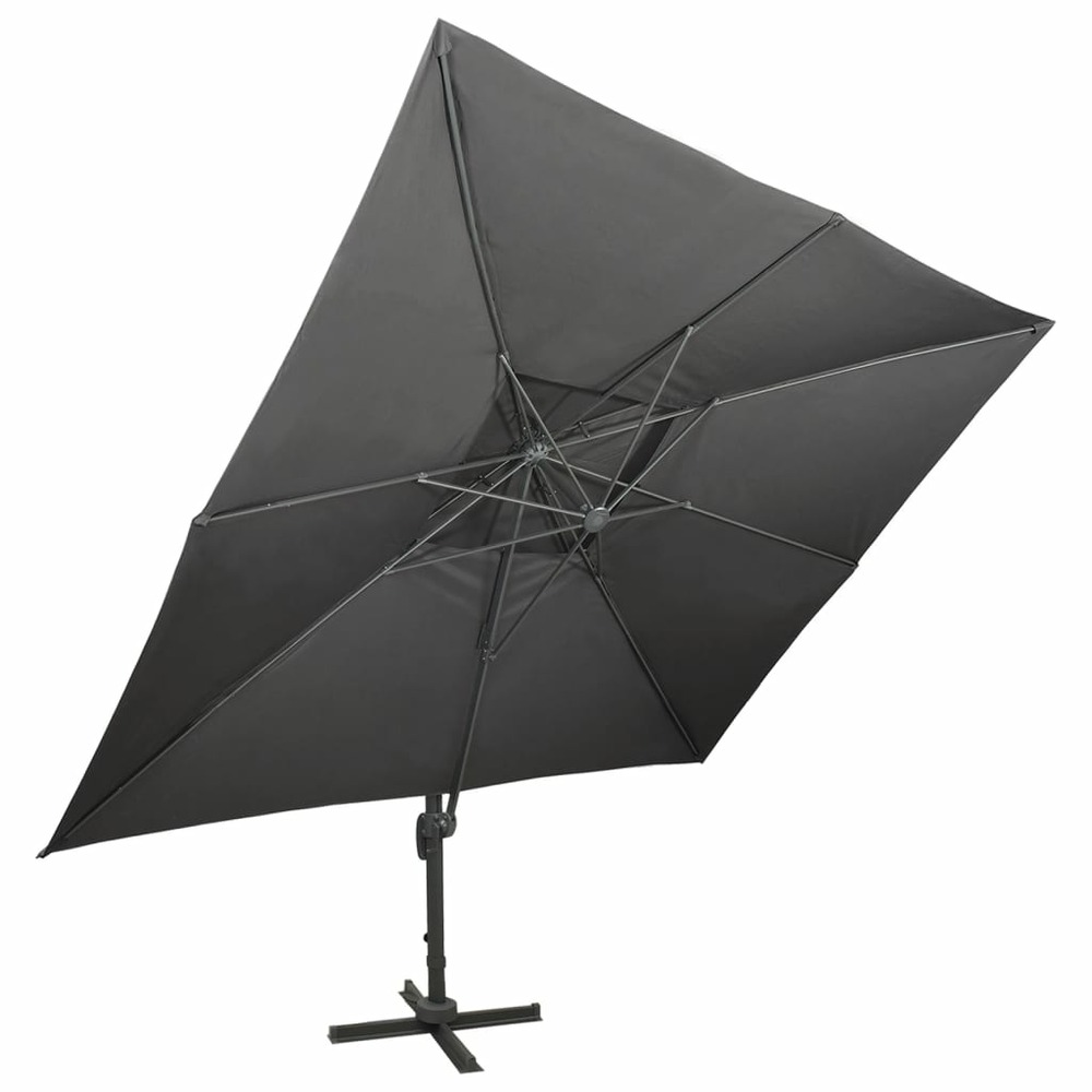 Parasol de jardin déporté avec double plateau anthracite 400 x 300 cm