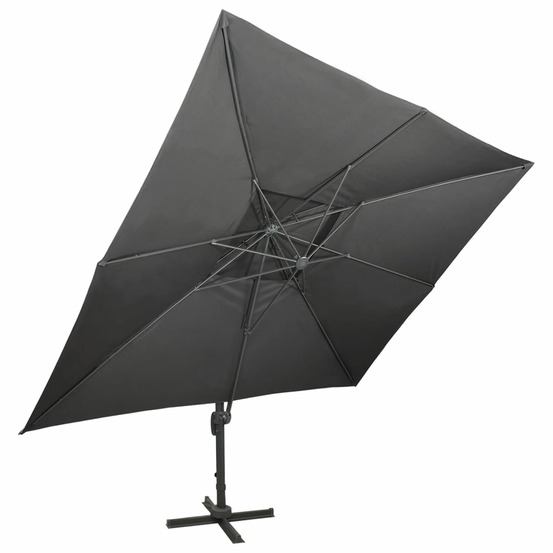 Parasol de jardin déporté avec double plateau anthracite 400 x 300 cm