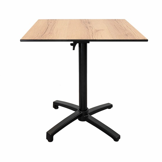 Restootab - table pliable pour terrasse en compact hpl décor bois chene 70x70