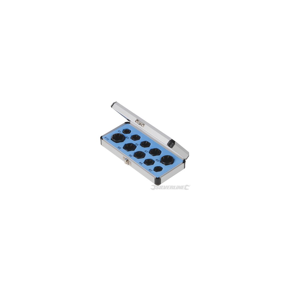 Silverline - extracteurs de boulons, coffret 10 pcs - 10 pcs