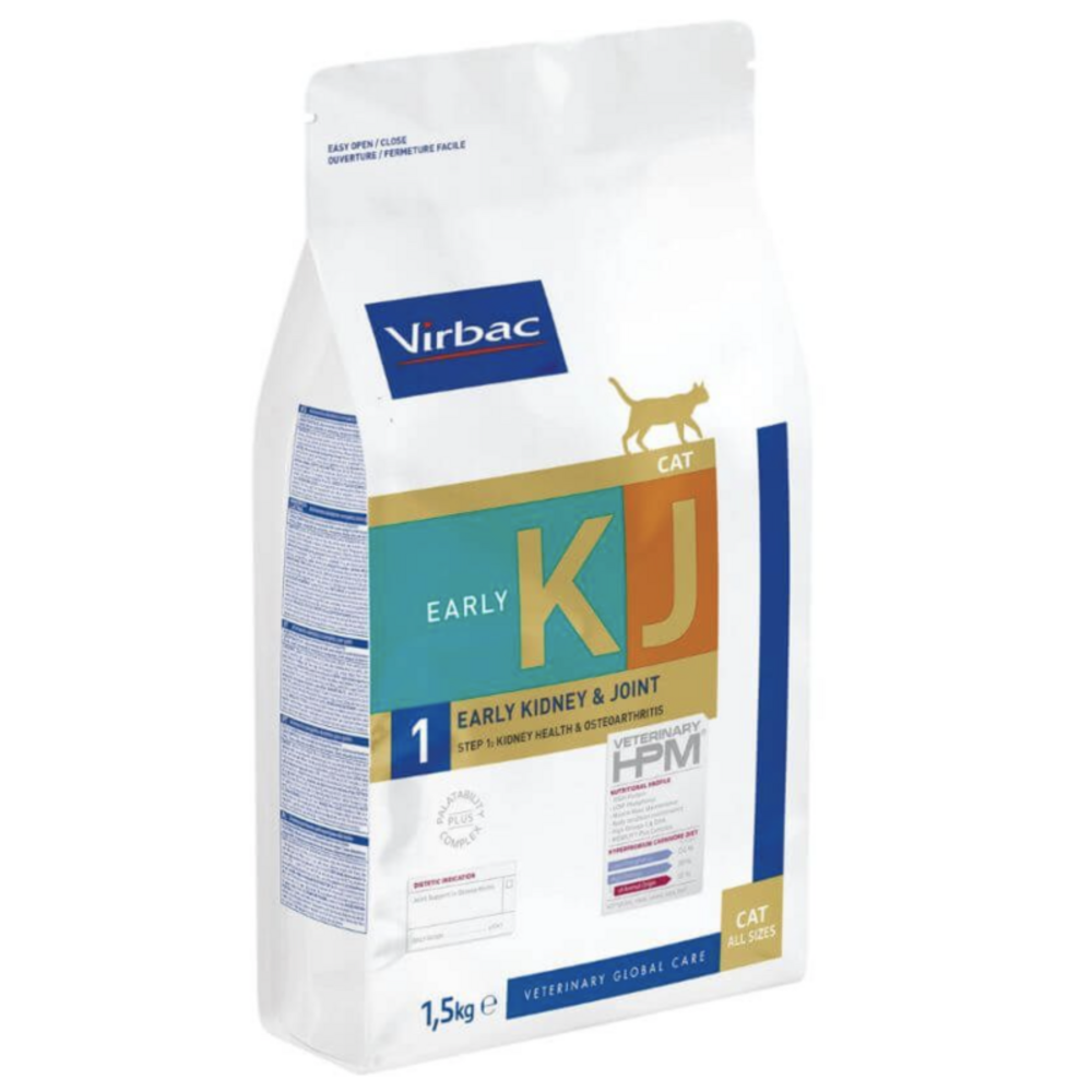 Croquettes chat - veterinary hpm cat kj1 early kidney joint - virbac 3 kg