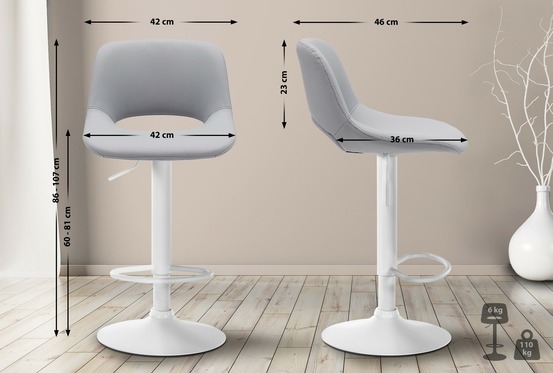 Tabouret de bar camden simili cuir blanc