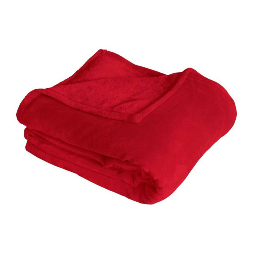 Plaid polaire uni coral fleece 125x150cm rouge