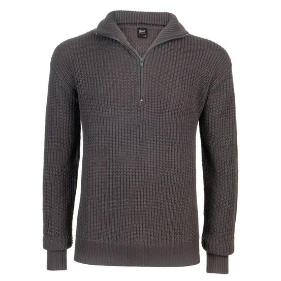 Pull homme brandit® col camionneur anthracite - manches longues zippé