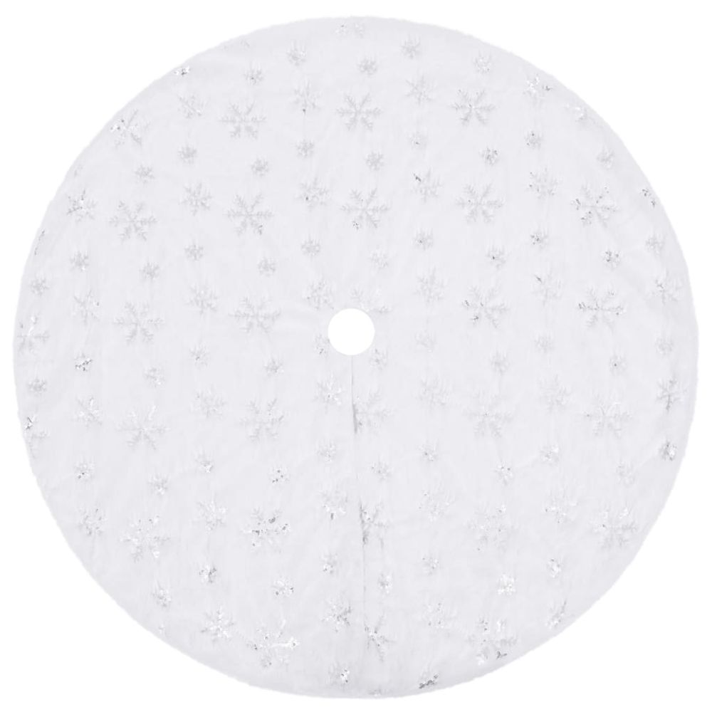 Jupe de sapin de noël de luxe blanche 122 cm en fausse fourrure