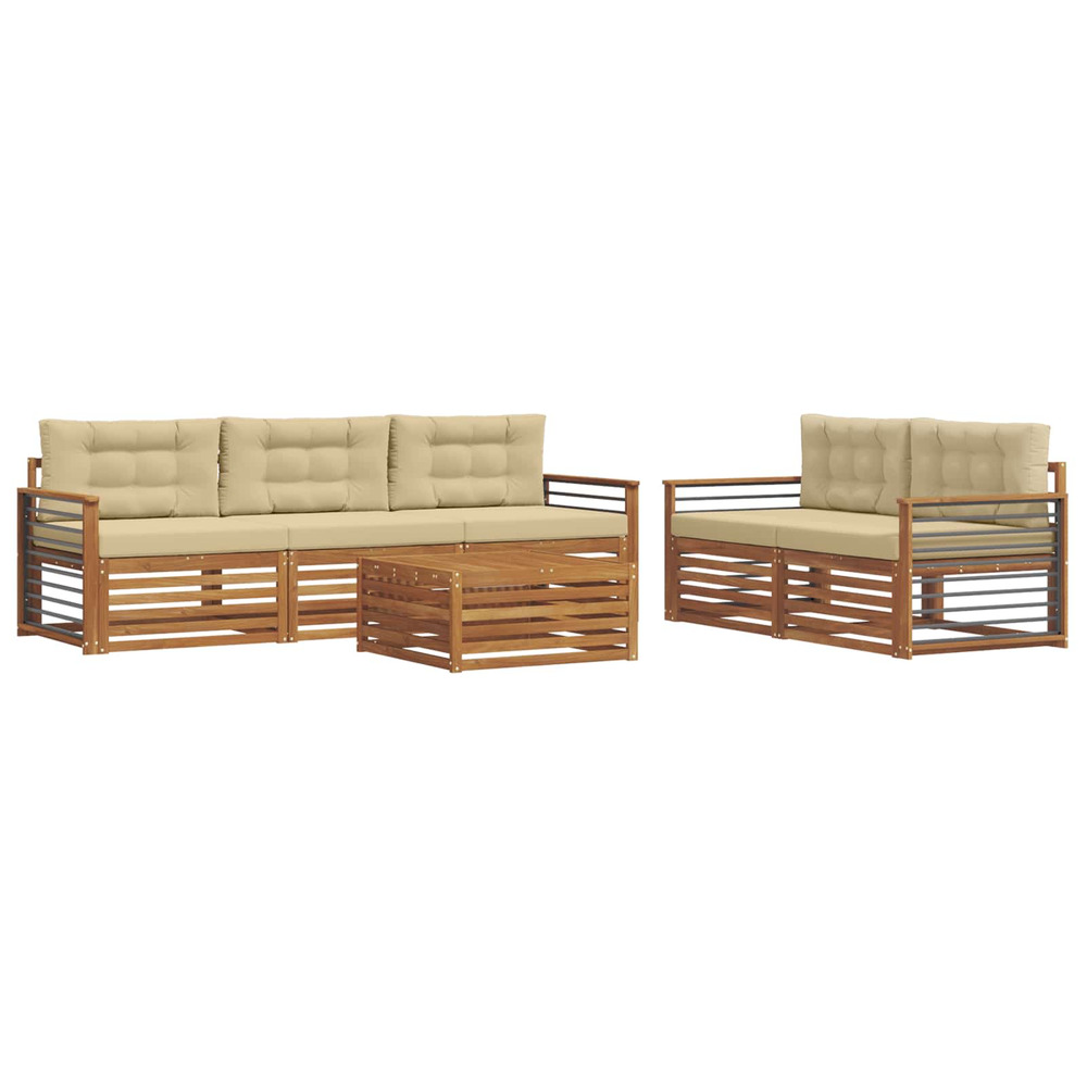 Ensemble de canapés d'extérieur 6 pcs naturel et beige