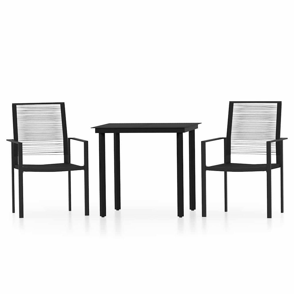 Ensemble à manger de jardin 3 pcs noir