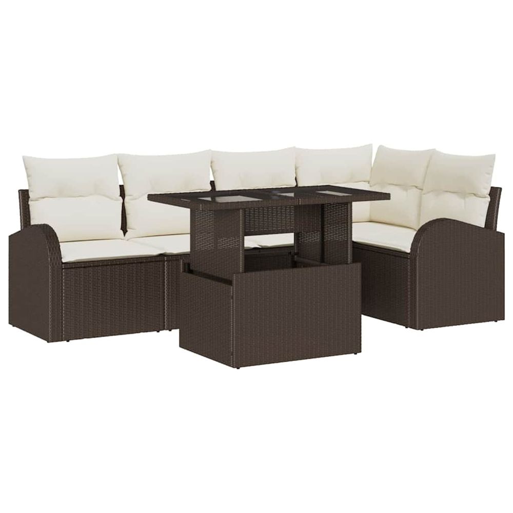 Ensemble de canapé de jardin 6 pc 5-nombre de places marron