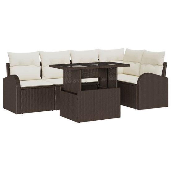 Ensemble de canapé de jardin 6 pc 5-nombre de places marron