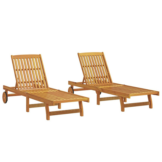 Chaises longues lot de 2 bois d'acacia solide