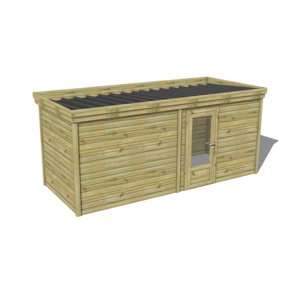 Abri de jardin bois pin traité autoclave 27mm - 5,195x2,14m / 11m2 - bac acier - abri français
