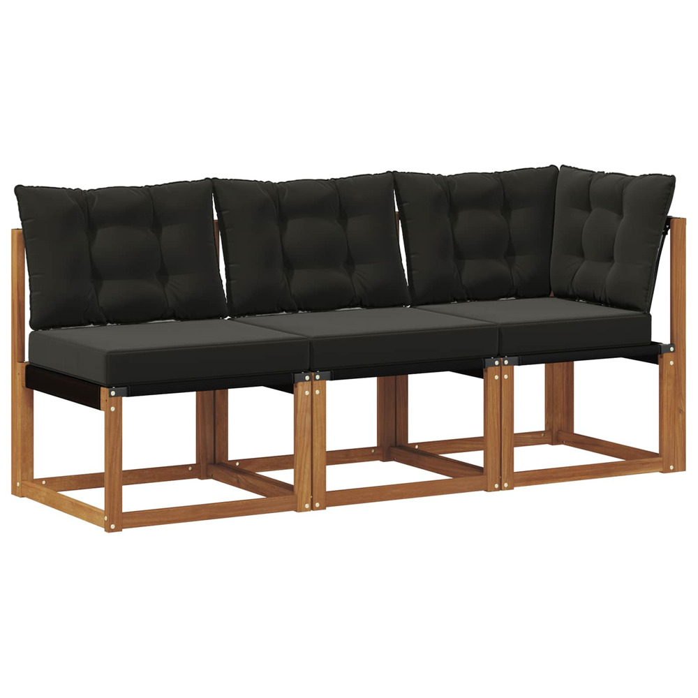 Canapé d’extérieur milieu et coin avec coussin 3 pièce naturel